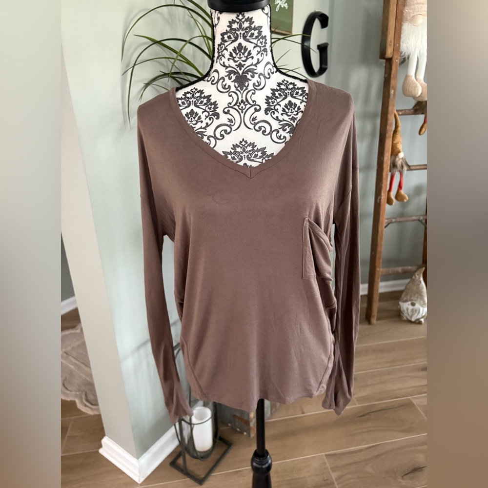 Brown V-Neck Long Sleeve Top from Gap